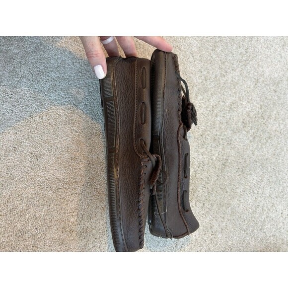 Minnetonka Moccasin Soft Brown Moosehide Kilty Leather Slip-On Classic Women 8.5 - Picture 6 of 9